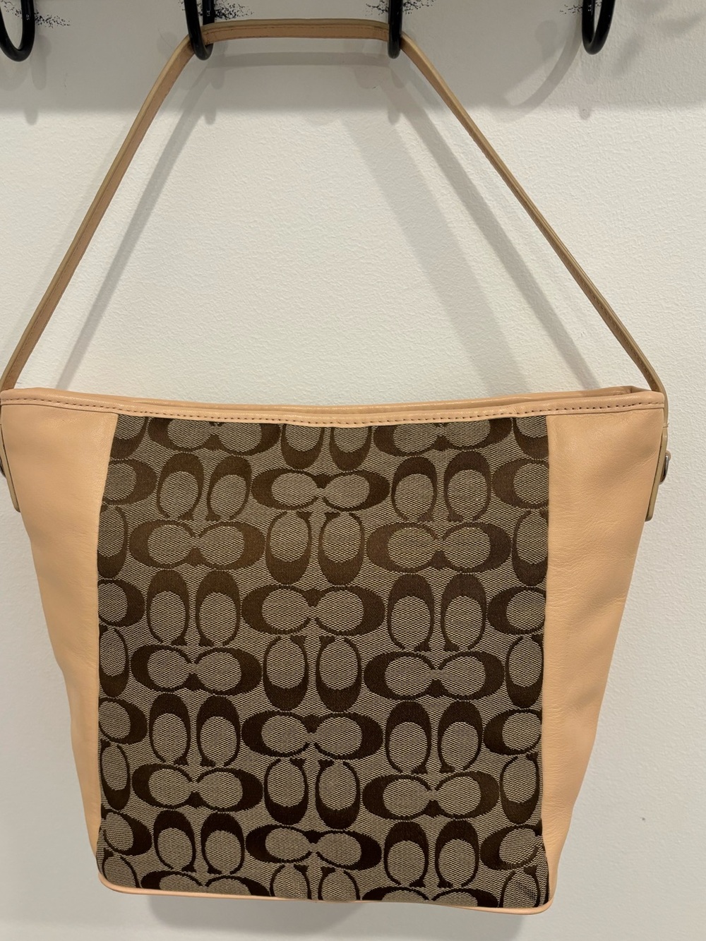 Coach Legacy Weekend Signature C Shoulder Bag Hobo Cream Tan Leather Canvas